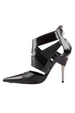 Etro Black Patent And Textured Leather Pointed Toe Ankle Booties Size 37