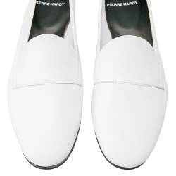 Pierre Hardy White Leather Jacno Slip On Loafers Size 37