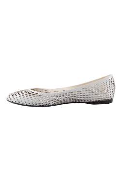 Jil Sander White Perforated Leather Ballet Flats Size 36.5