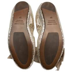 Pre Owned  Isabel Marant Metallic Gold Foil Suede Rilla Bow Scrunch Ballet Flats Size 37