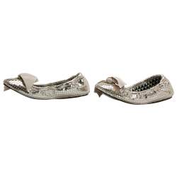 Pre Owned  Isabel Marant Metallic Gold Foil Suede Rilla Bow Scrunch Ballet Flats Size 37