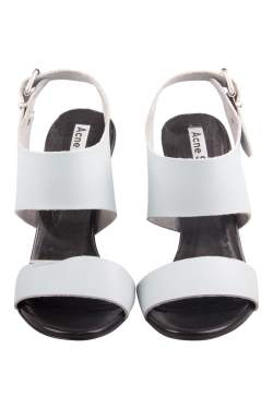 Pre Owned Acne Studios Dusty Blue Leather Tillie Ankle Strap Sandals Size 40