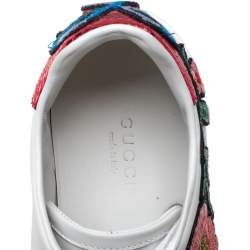 مملوكة مسبقًا حذاء رياضي غوتشي أيس مطرز زهور جلد أبيض مقاس 34