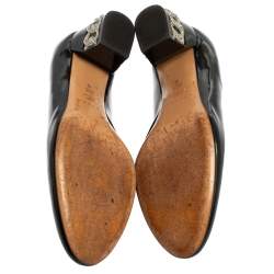 Pre Owned Casadei Black Patent Leather Block Heel Pumps Size 39