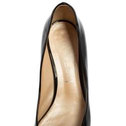 Pre Owned Casadei Black Patent Leather Block Heel Pumps Size 39
