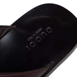 Pre Owned Gucci Brown Leather GG Thong Slide Sandals Size 43.5