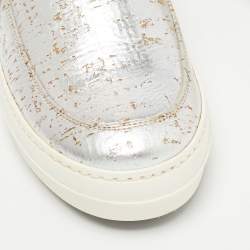 Pre Owned McQ by Alexander McQueen Silver Leather Low Top Sneakers Size 36