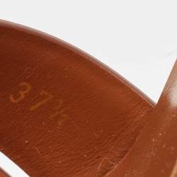 Pre Owned Saint Laurent Brown Leather Tribute Espadrille Wedge Sandals 37.5