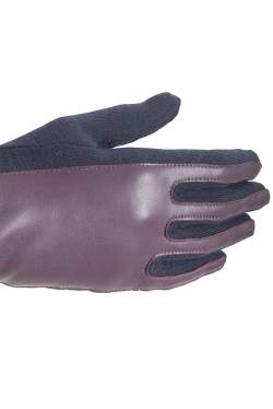 Lanvin Burgundy/Navy Leather Wool Long Gloves