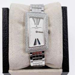 Pre Owned Vacheron Constantin Cambree Asymmetric 25515/U01G-9233 Quartz 18K White Gold Women's Wristwatch 21 mm x 37 mm