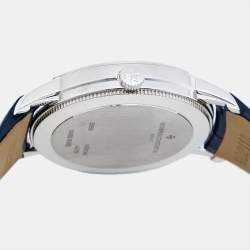 Pre Owned Vacheron Constantin Tradionnelle 25558/000G-B White Mother Of Pearl Dial Diamond 18K White Gold Alligator Leather Women's Wristwatch 30 mm
