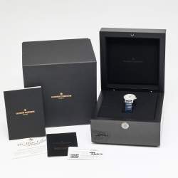 Pre Owned Vacheron Constantin Tradionnelle 25558/000G-B White Mother Of Pearl Dial Diamond 18K White Gold Alligator Leather Women's Wristwatch 30 mm