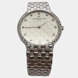 Pre Owned Vacheron Constantin Patrimony Manual Winding Diamond Dial 18K White Gold Women's Wristwatch 32 mm