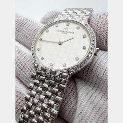 Pre Owned Vacheron Constantin Patrimony Manual Winding Diamond Dial 18K White Gold Women's Wristwatch 32 mm