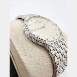 Pre Owned Vacheron Constantin Patrimony Manual Winding Diamond Dial 18K White Gold Women's Wristwatch 32 mm