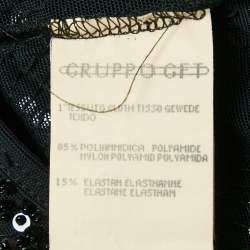 Pre Owned Valentino Miss V Black Sequin Embellished Jersey Top M