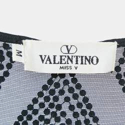 Pre Owned Valentino Miss V Black Sequin Embellished Jersey Top M