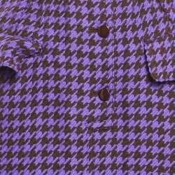 Valentino Miss V Purple/Black Houndstooth Wool Midi Skirt L
