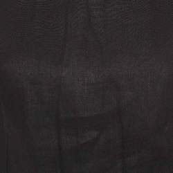 Pre Owned Valentino Miss V Black Linen V-Neck Sleeveless Sheath Dress M