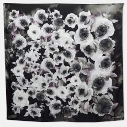 Pre Owned Valentino Black Floral Print Silk Square Scarf