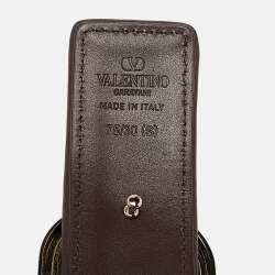 مملوكة مسبقًا Valentino Brown/Beige Iconographe Canvas and Leather VLogo Reversible Belt 75CM