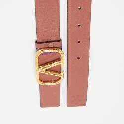 Pre Owned Valentino Clay Red/Purple Leather VLogo Reversible Waist Belt 90CM