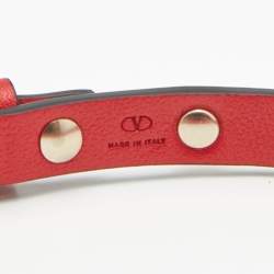 مملوكة مسبقًا Valentino Rockstud Red Leather Gold Tone Bracelet