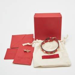 مملوكة مسبقًا Valentino Rockstud Red Leather Gold Tone Bracelet