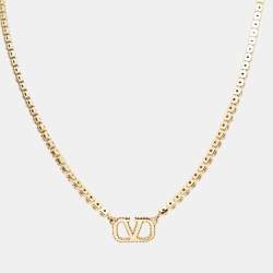 Valentino VLogo Signature Crystals Gold Tone Necklace