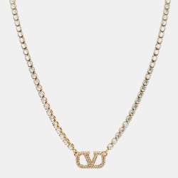 Valentino VLogo Signature Crystals Gold Tone Necklace