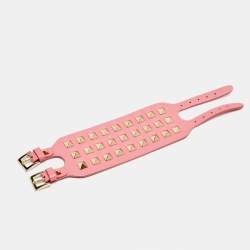 Valentino Rockstud Wide Leather Gold Tone Bracelet