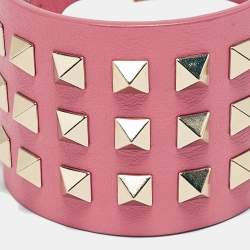 Valentino Rockstud Wide Leather Gold Tone Bracelet