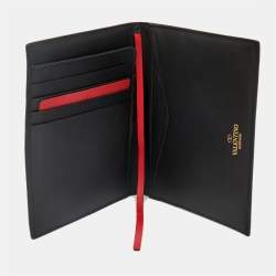 Pre Owned Valentino Black Leather VLogo Passport Holder