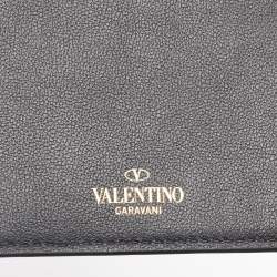 Pre Owned Valentino Black Leather VLogo Passport Holder