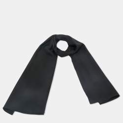 Valentino Black Logo Silk Crepe Stole 