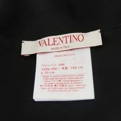 Valentino Black Logo Silk Crepe Stole 