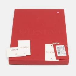 Pre Owned Valentino Gold Monogram Lurex Jacquard Fringed Scarf