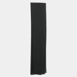 Pre Owned Valentino Black Logo Silk Scarf