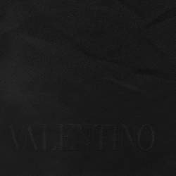 Pre Owned Valentino Black Logo Silk Scarf