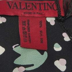 مملوكة مسبقًا Valentino Black Butterfly Print Silk Bandeau Scarf