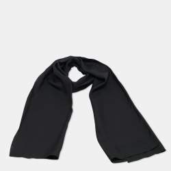 Pre Owned Valentino Black Silk Crepe Stole  