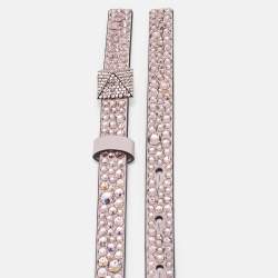 مملوكة مسبقًا Valentino One Stud Crystal Embellished 90 CM Waist Belt Pink Leather