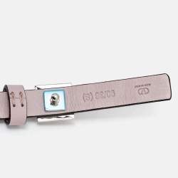 مملوكة مسبقًا Valentino One Stud Crystal Embellished 90 CM Waist Belt Pink Leather