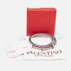 مملوكة مسبقًا Valentino One Stud Crystal Embellished 90 CM Waist Belt Pink Leather