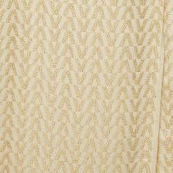 مملوكة مسبقًا Valentino Gold/Ivory V Logo Lurex Cotton Fringed Shawl