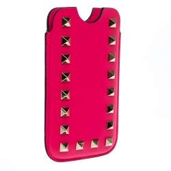 Valentino Neon Pink Leather Rockstud iPhone 5/5S Case