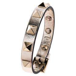 مملوكة مسبقًا Valentino Platino Leather Rockstud Bracelet