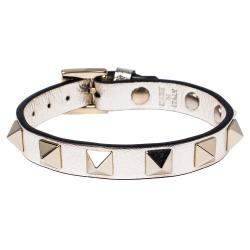 مملوكة مسبقًا Valentino Platino Leather Rockstud Bracelet
