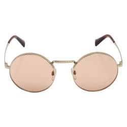 Pre Owned نظارة شمسية فالنتينو "ڨي ايه2024" مستديرة بنية و ذهبية