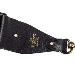 Pre Owned Valentino Green/Black Fabric and Leather Camupanther Embroidery Guitar Bag Strap